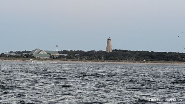 Old Baldy lighthouse on Bald Head Island at dusk